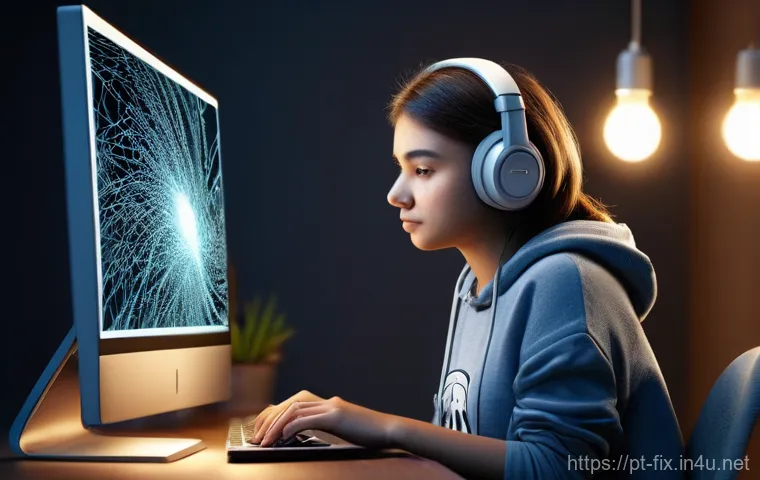 컴퓨터가 느리게 작동하는 소프트웨어 원인 - **Prompt:** A young woman, early 20s, sitting at a desk, looking frustrated at her laptop screen whi...